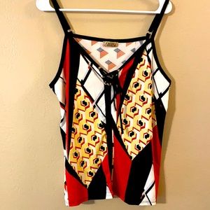 Large Lavish Multi Color Shoe Lace Sleeveless Top